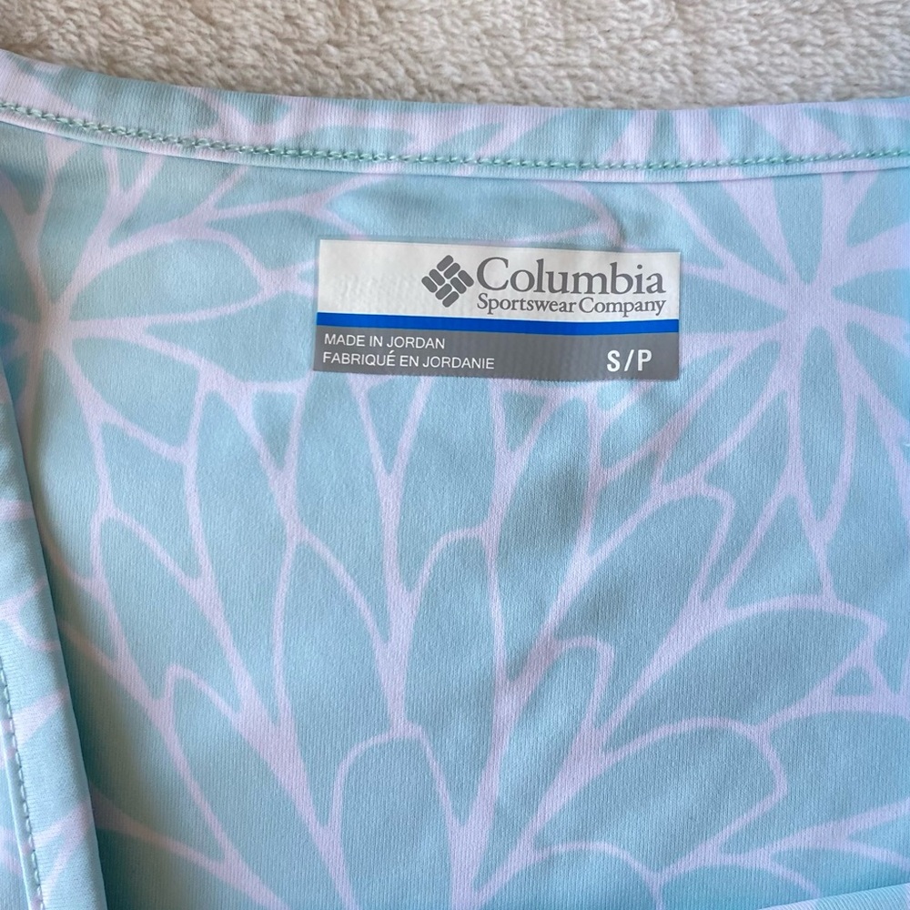 Columbia PFG Aqua Blue Floral Print Tank Dress UPF 50 Moisture Wicking Freezer - Picture 8 of 14
